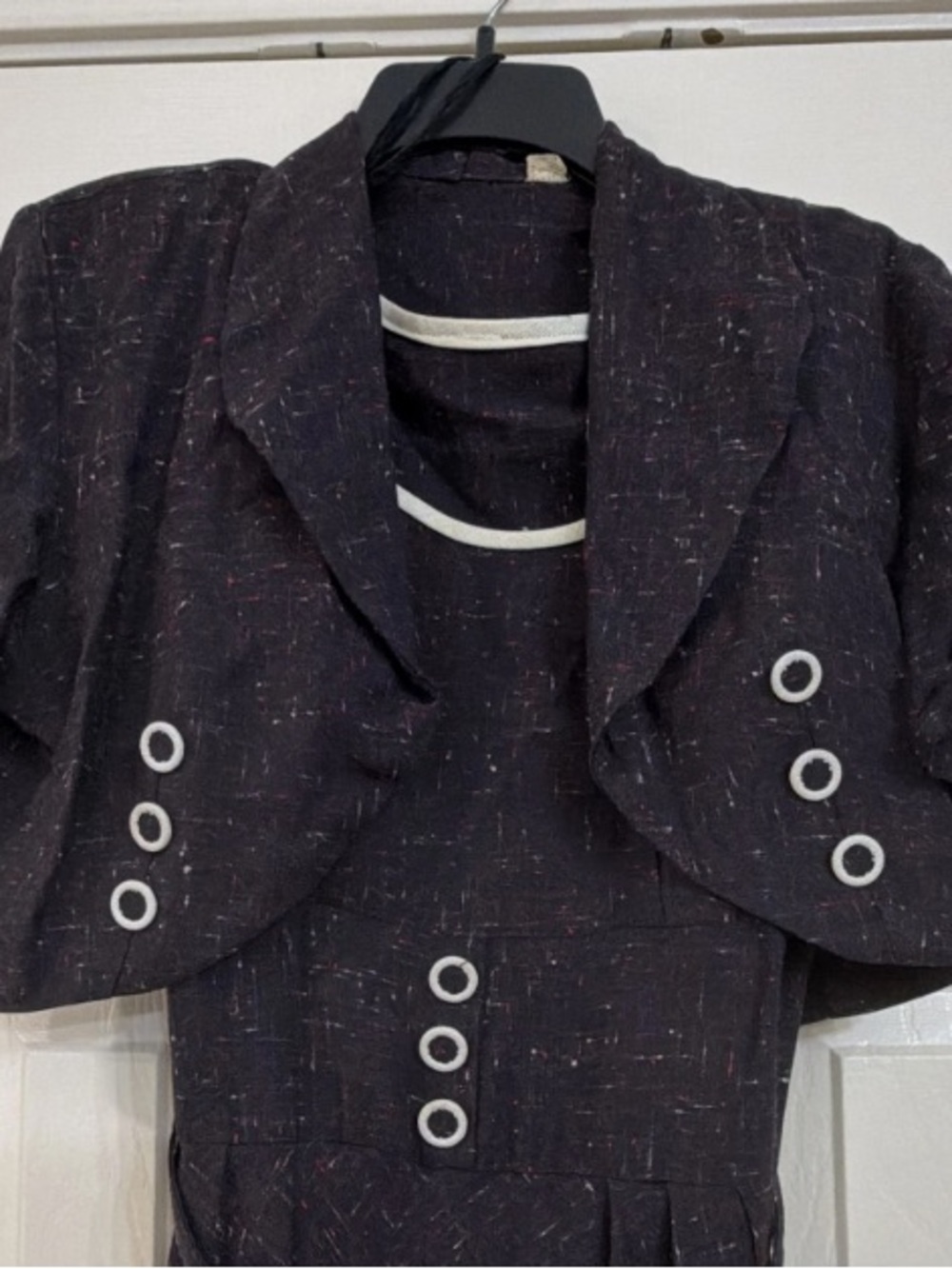 Women's Black Tweed-Look Short Jacket and Dress Set